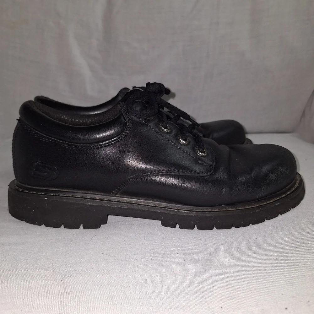 Size 8 Skechers Men's Blk Cottonwood Elks SR Work Shoes Relaxed Fit Occupational